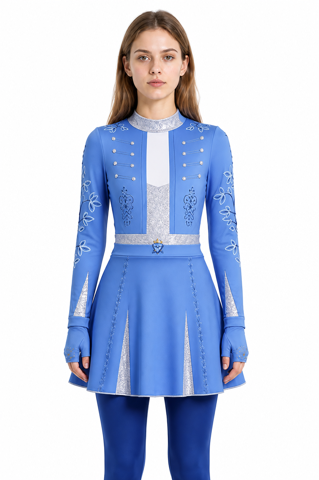 Children’s blue carnival costume with a white collar product detail 3