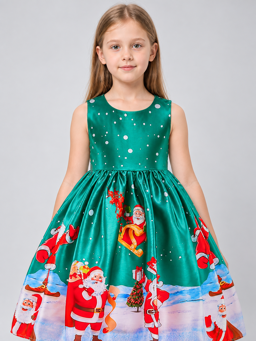 Children's Holiday Dress with Christmas Print