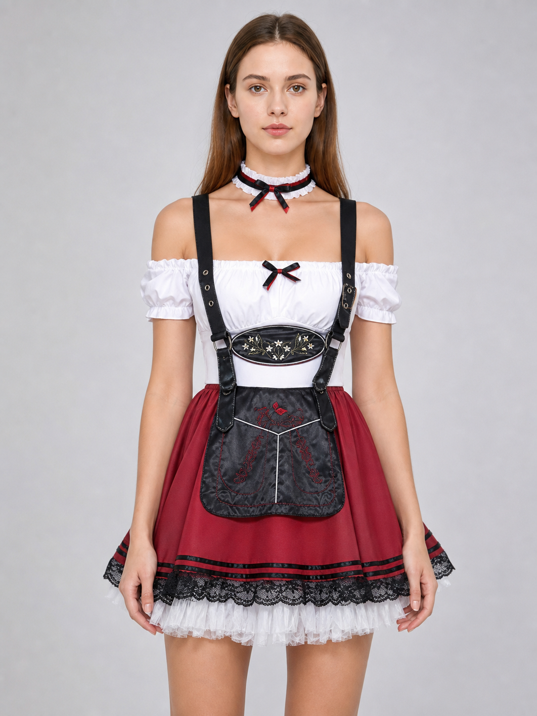 Burgundy Dirndl-Style Costume