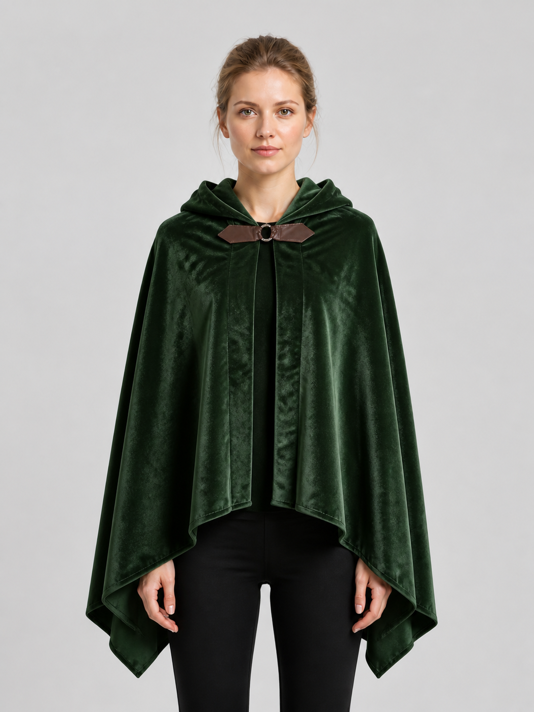 Hooded Elf Cloak with Bow for Cosplay, Green Costume Capes detail 3