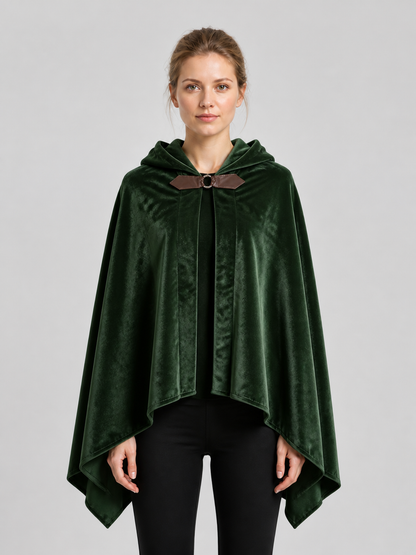 Hooded Elf Cloak with Bow for Cosplay, Green Costume Capes detail 3