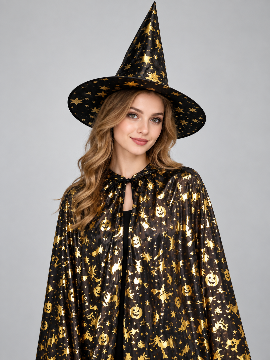 Carnival Costume with Gold Print and Hat