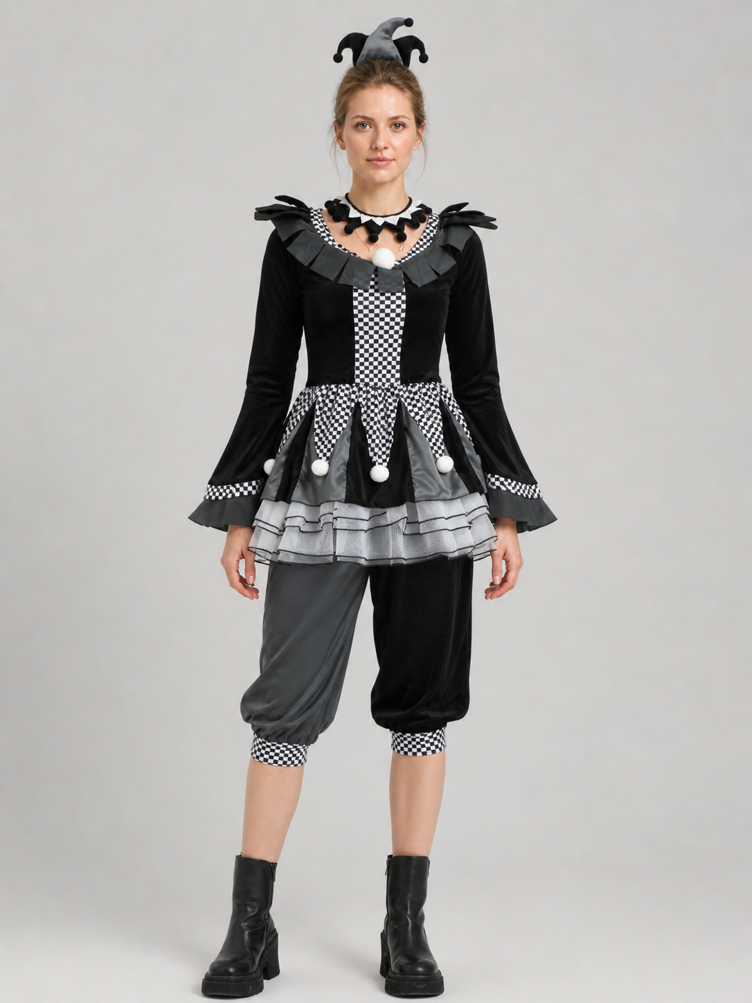 Circus Evil Clown Costume with Balls for Halloween