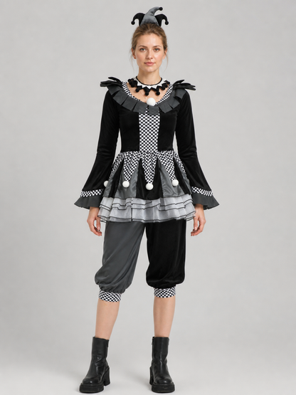 Circus Evil Clown Costume with Balls for Halloween