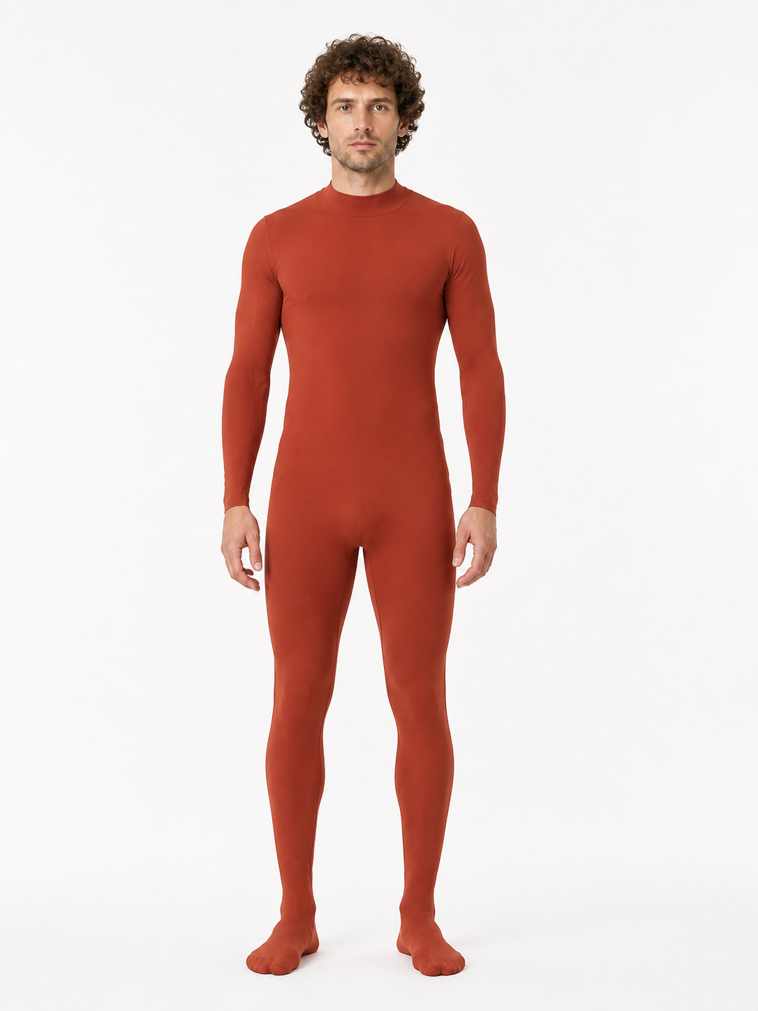 Red Form-Fitting Jumpsuit with High Collar product detail 3