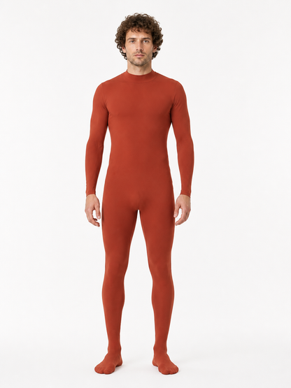 Red Form-Fitting Jumpsuit with High Collar product detail 3
