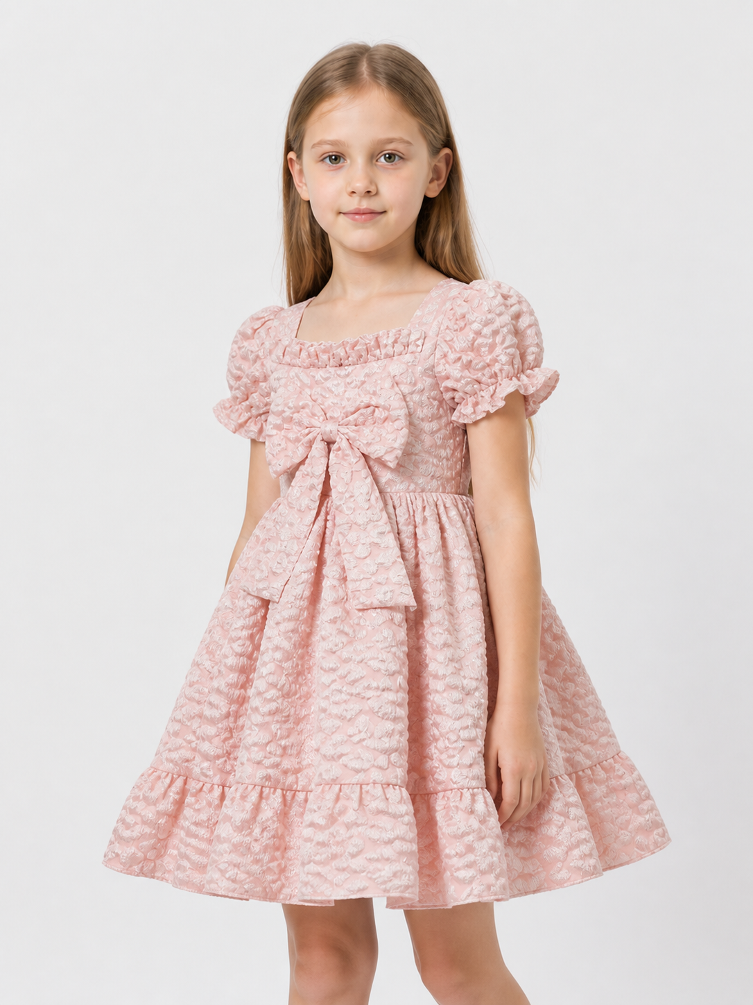 Pink Party Dress with Bow and Full Skirt Costume Dresses detail 2