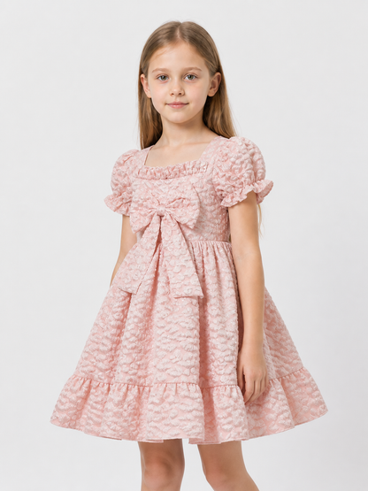 Pink Party Dress with Bow and Full Skirt Costume Dresses detail 2