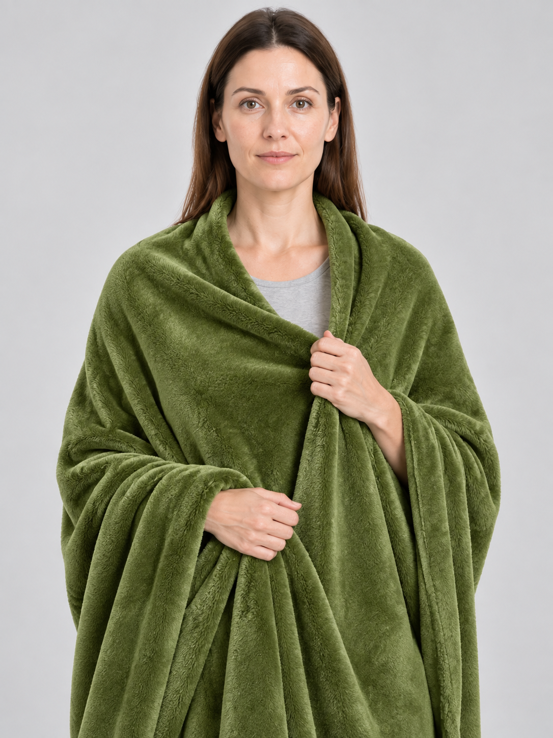 Two-Sided Fleece Blanket in Army Green