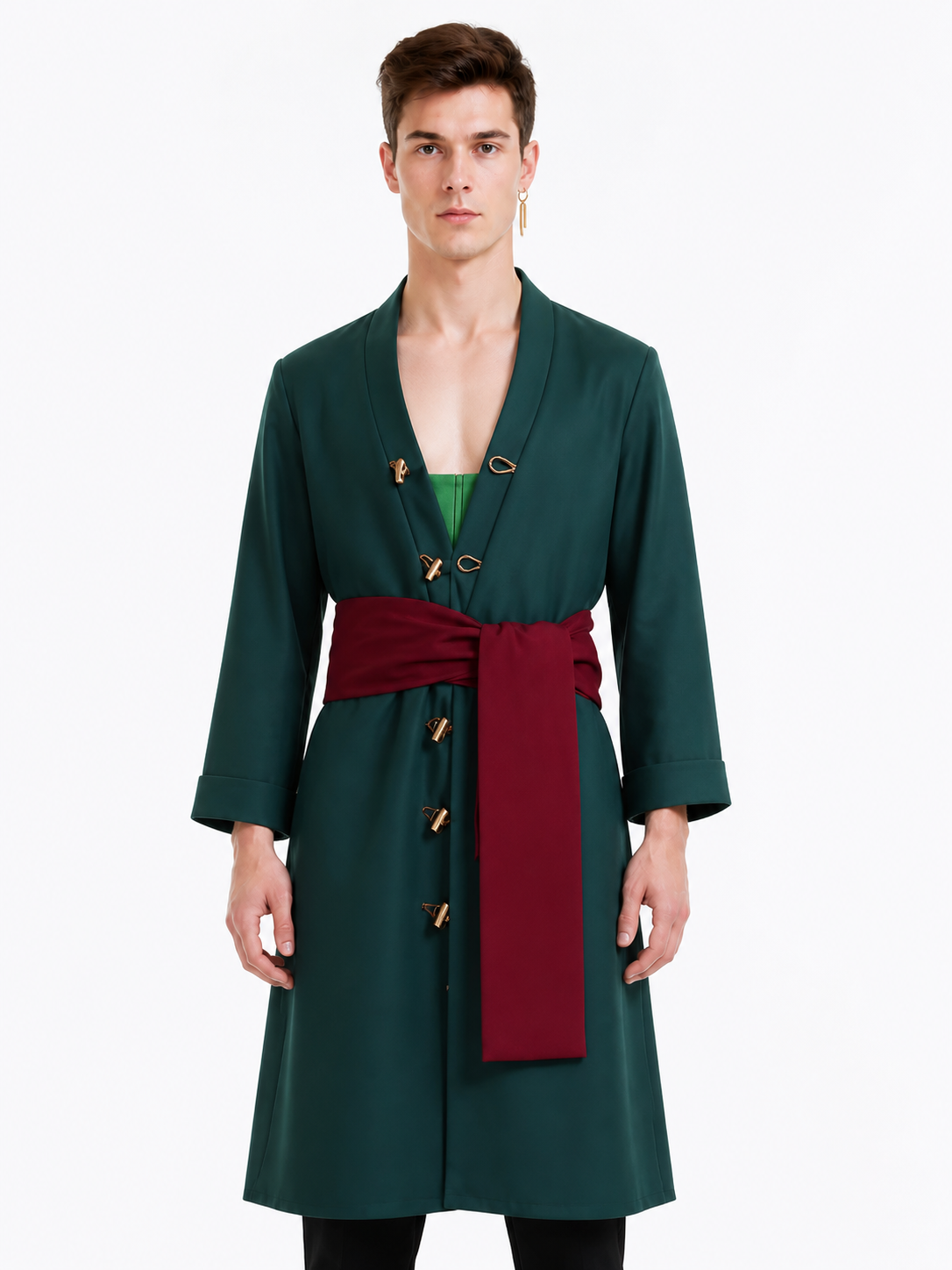 Roronoa Zoro Cosplay Costume with Long Coat and Belts Costumes detail 3
