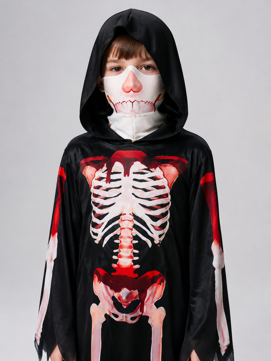 Children's Halloween Death Costume with Skeleton Print Costumes detail 2