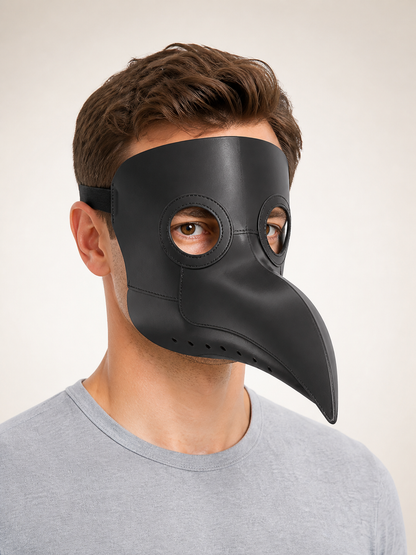 Carnival Headwear, Black Mask with a Bird Beak Costume Masks detail 2