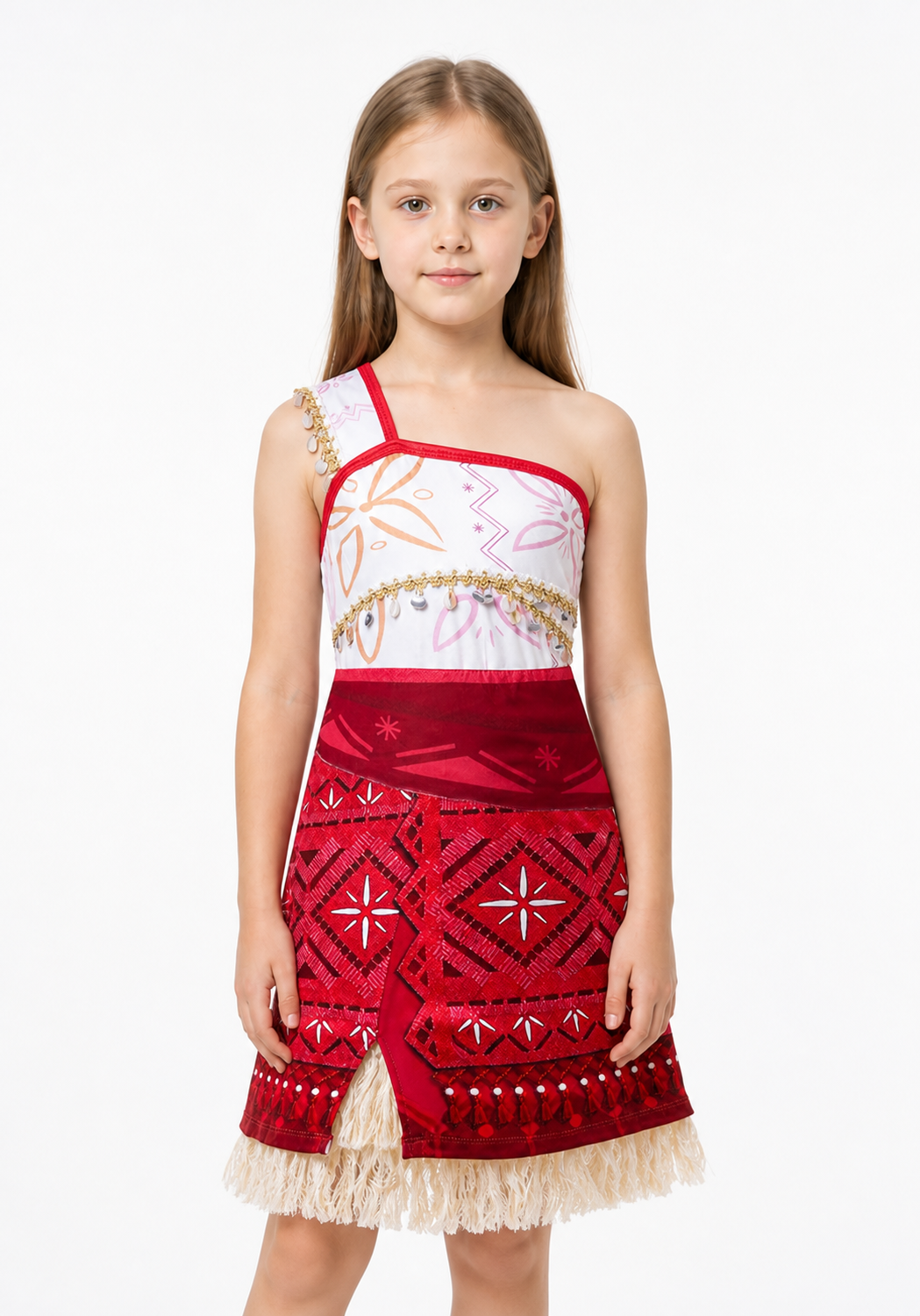 Red Moana Carnival Dress with Fringe Costume Dresses detail 3