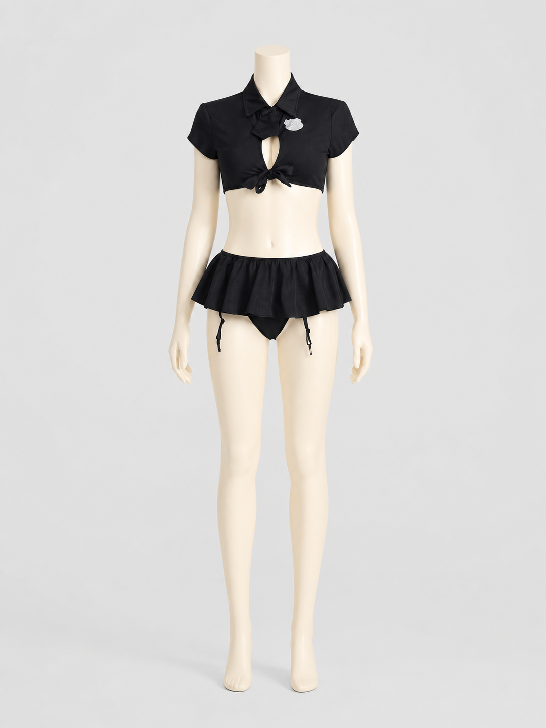 Erotic Police Costume, Black, Top and Skirt, S-L Costumes detail 2