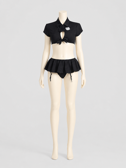 Erotic Police Costume, Black, Top and Skirt, S-L Costumes detail 2