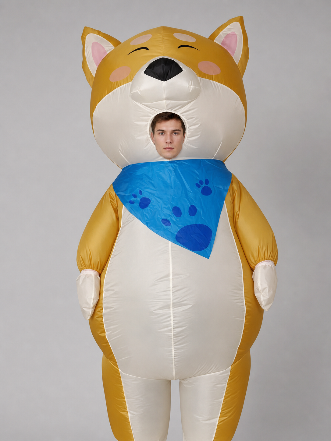 Inflatable Shiba Inu Costume with Blue Bandana