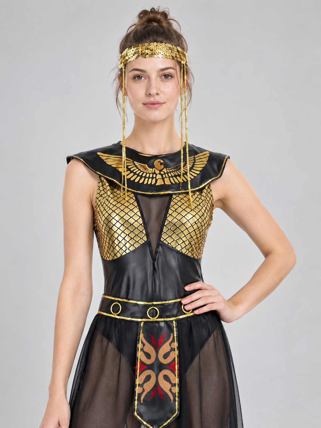 Egyptian-Style Carnival Costume with Gold Trim