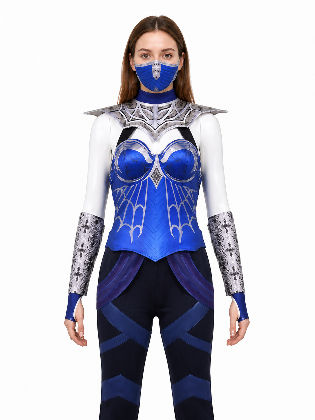 Kitana Mortal Kombat Cosplay Costume, Blue-Purple Costumes detail 2