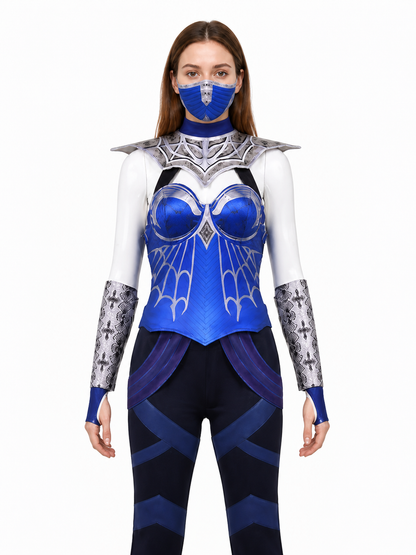 Kitana Mortal Kombat Cosplay Costume, Blue-Purple Costumes detail 2