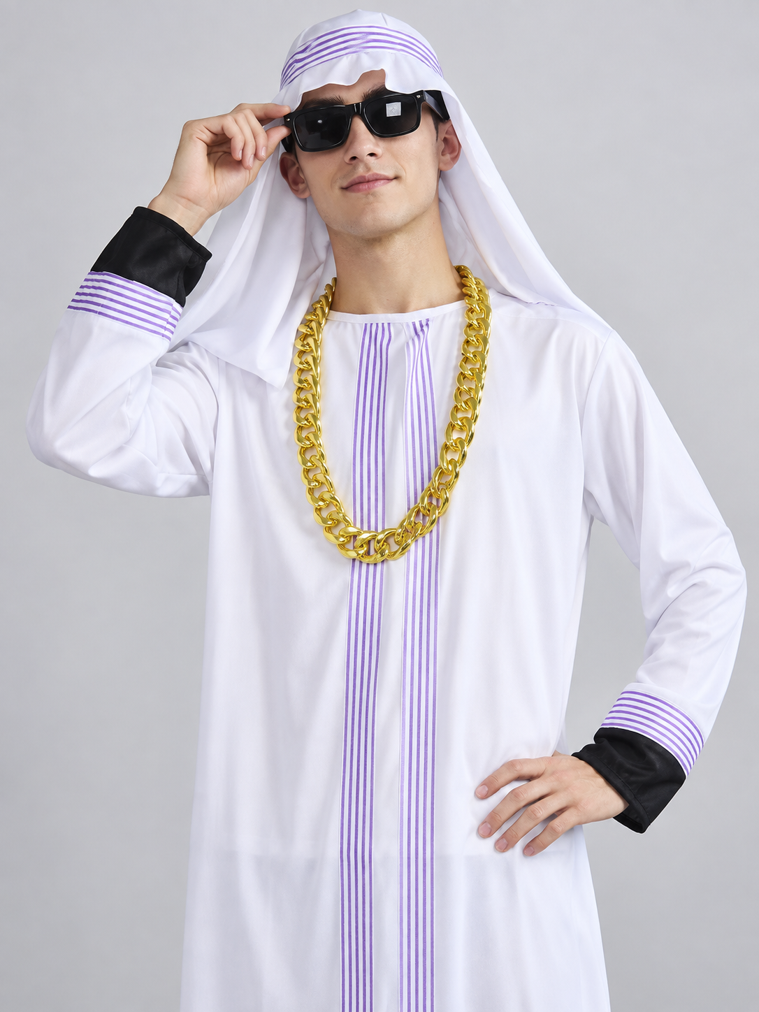 Arab-Inspired Carnival Costume with Headscarf and Glasses