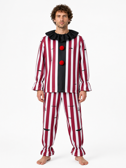 Red-and-White Striped Clown Costume, 2-Piece