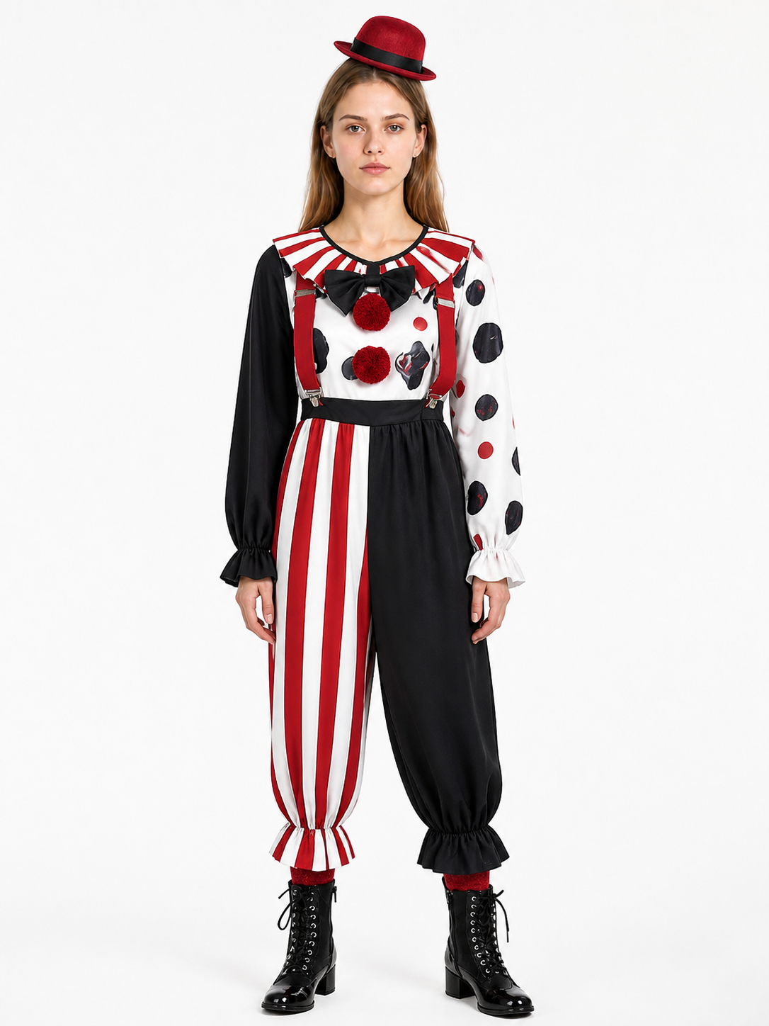Striped Clown Jumpsuit with Bow Tie for Children Costume Accessories detail 2