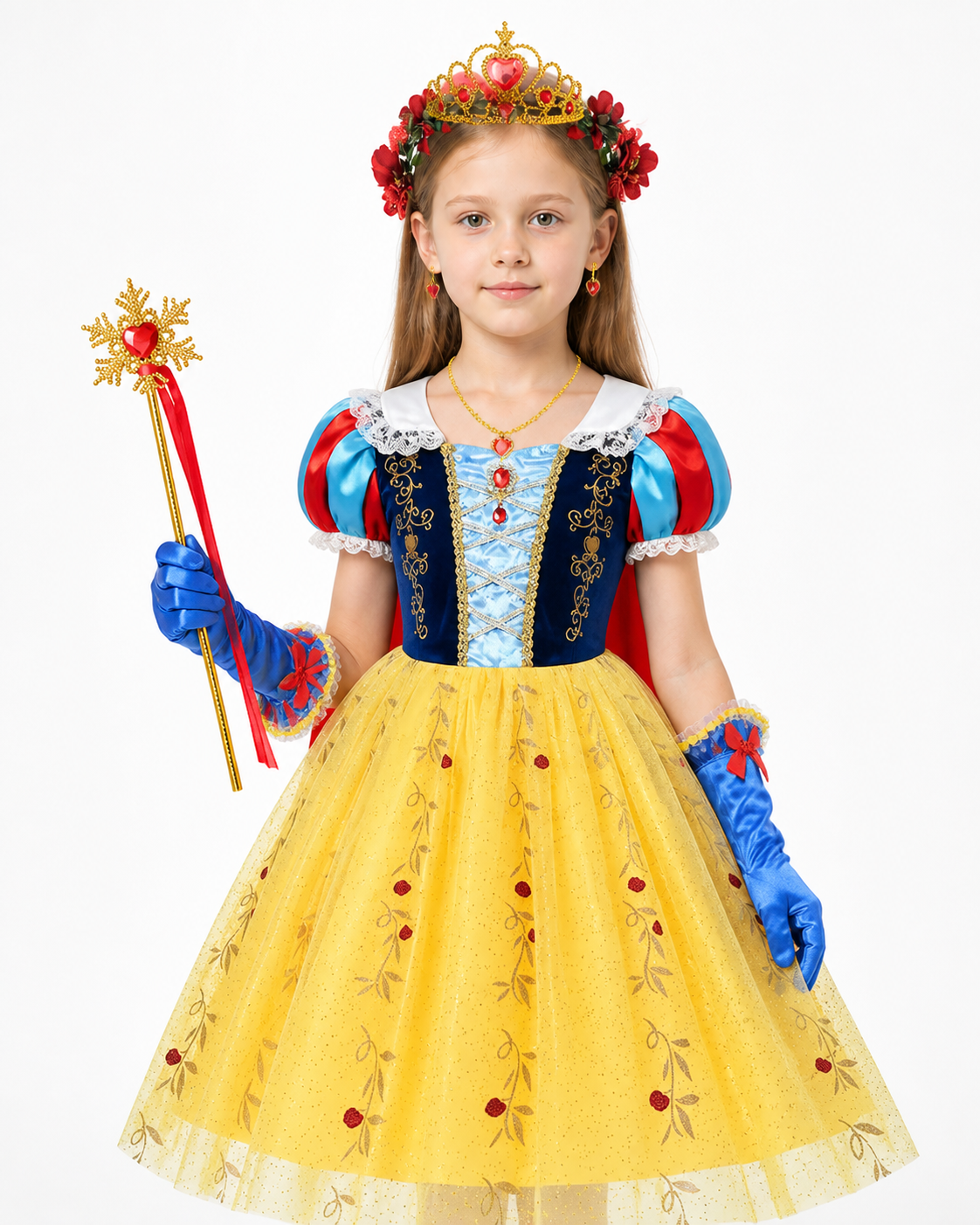 Snow White Costume with Cape and Crown for Parties Costume Capes detail 3