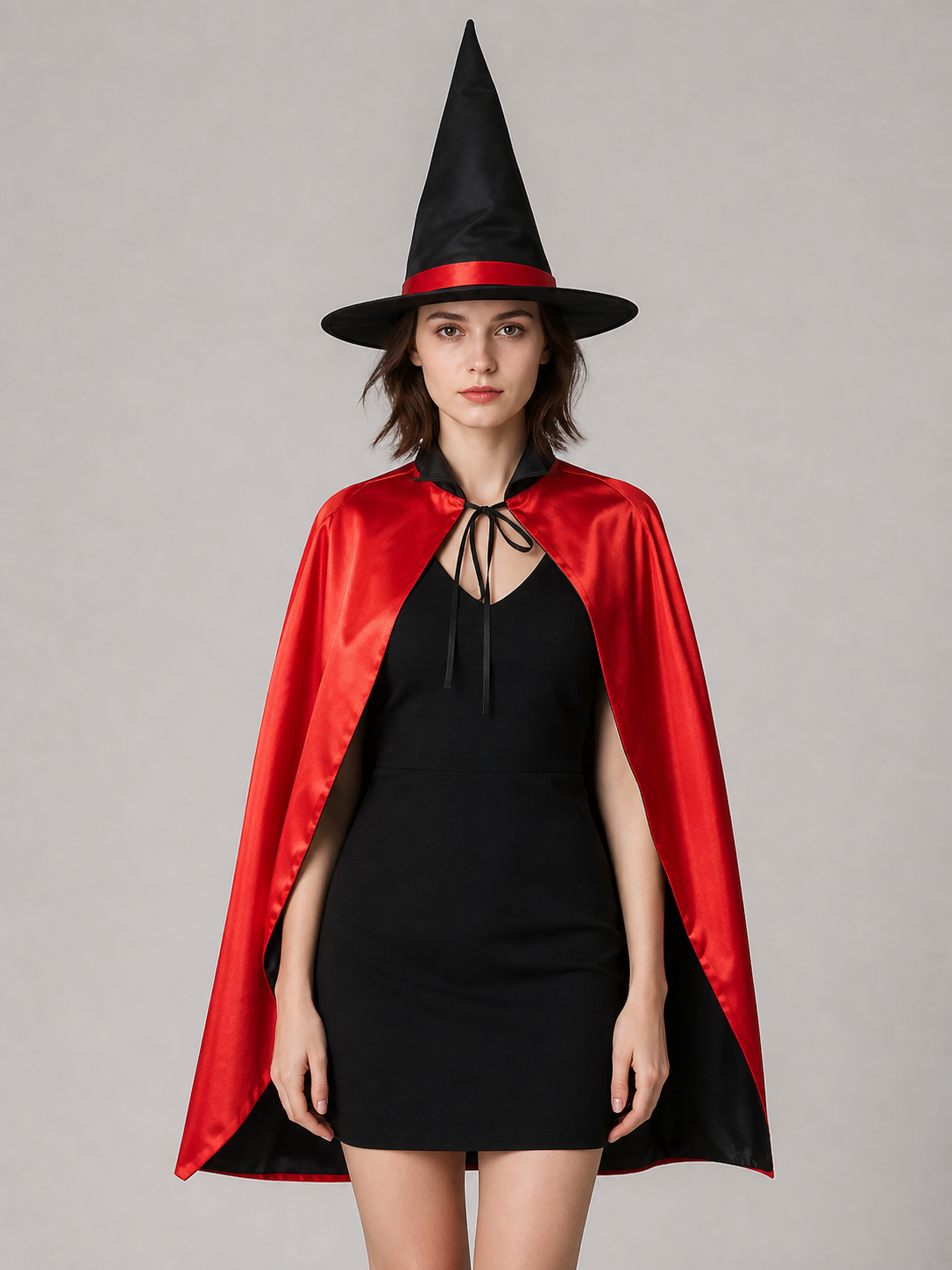 Carnival Costume: Red and Black Cape and Hat