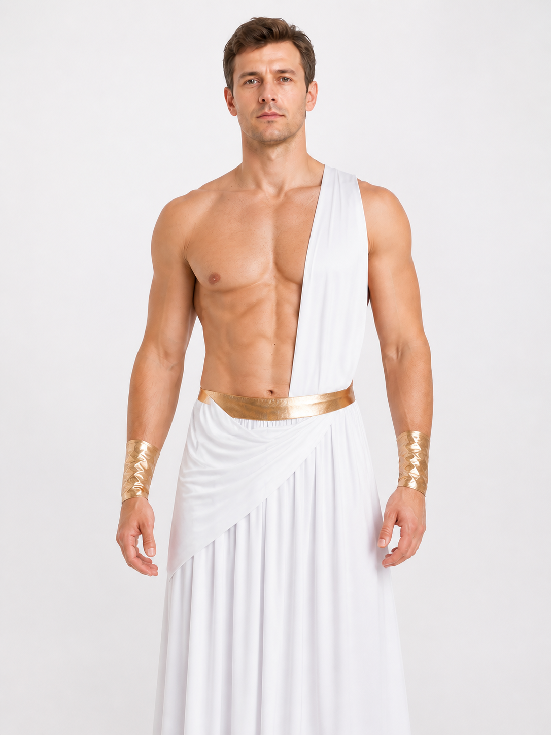 White Ancient Greek Toga with Gold Belt product detail 3