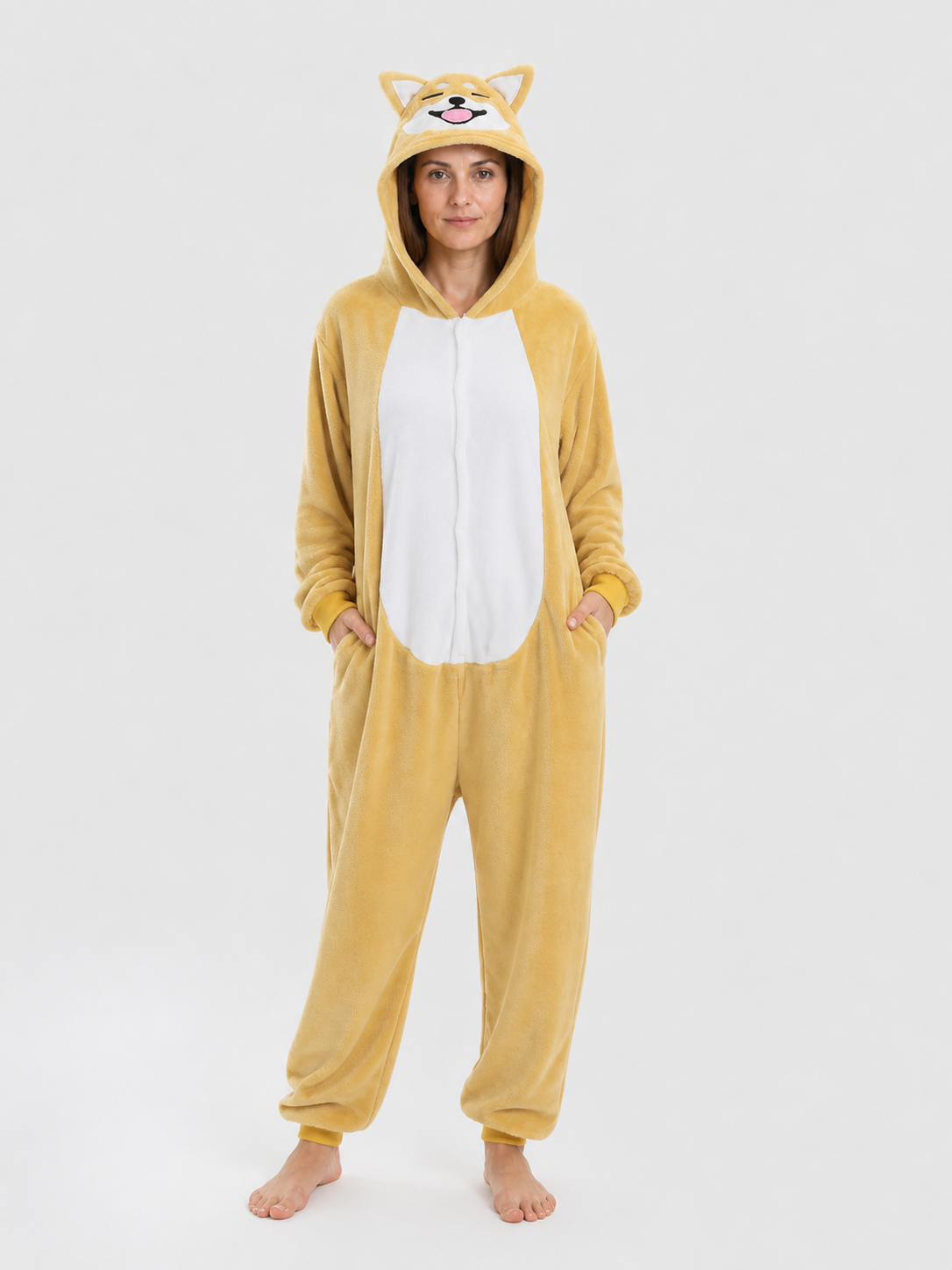 Husky Hooded Flannel Pajama Jumpsuit product detail 3