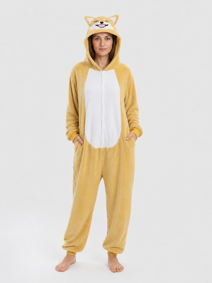 Husky Hooded Flannel Pajama Jumpsuit product detail 3