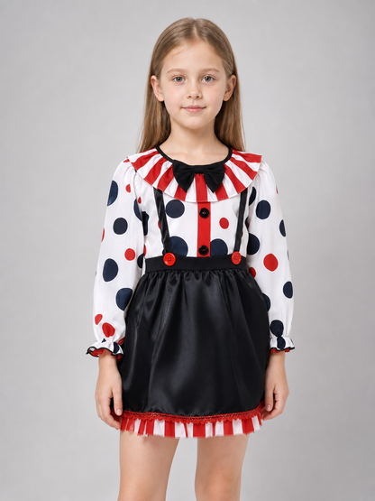 Children's Clown Costume with Skirt and Hat for Stage Performances