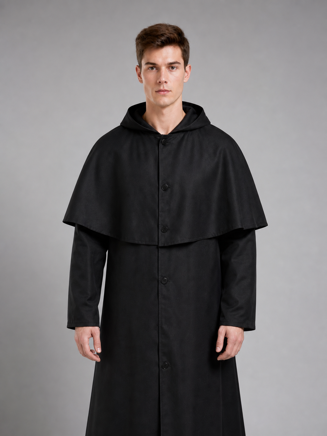 Zombie Costume: Long Black Hooded Cloak