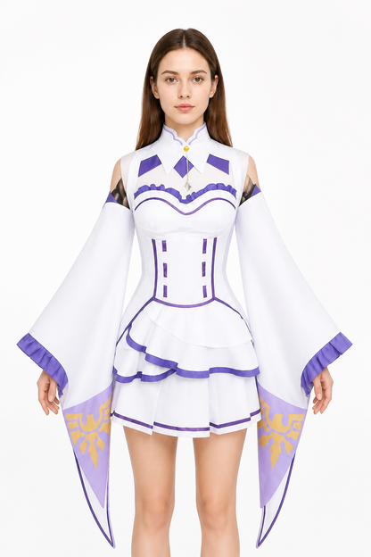 Emilia Cosplay Dress with Tiered Skirt and Sleeves Costume Dresses detail 3