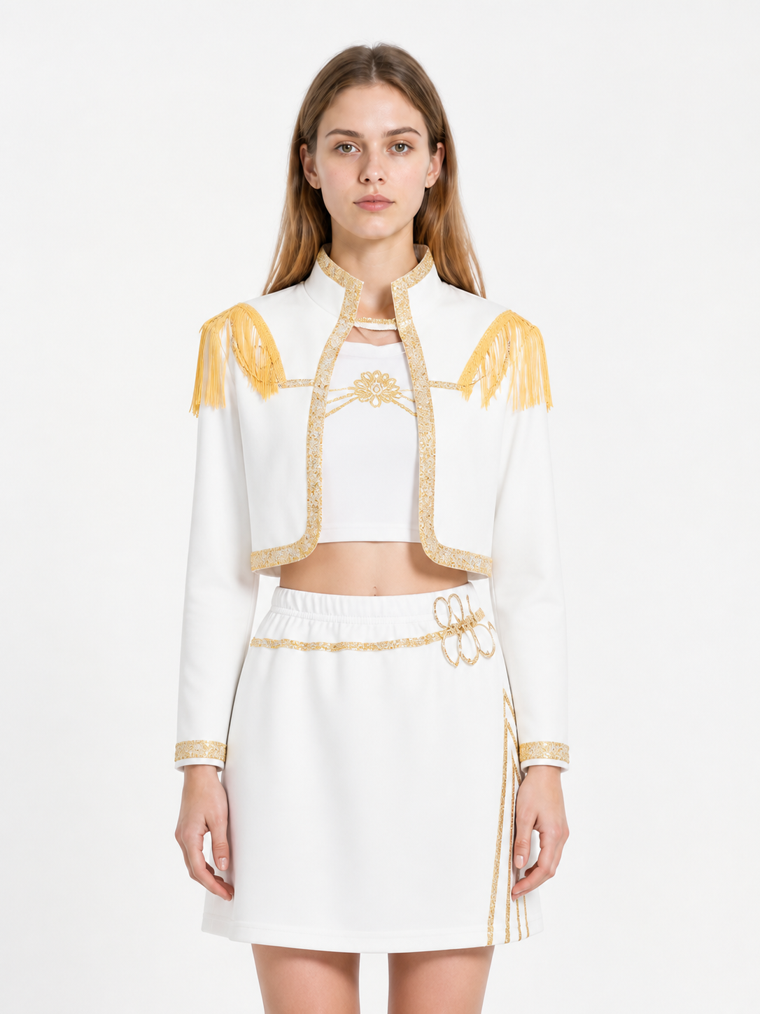 Three-Piece Stage Costume with Skirt and Gold Trim Costumes detail 3