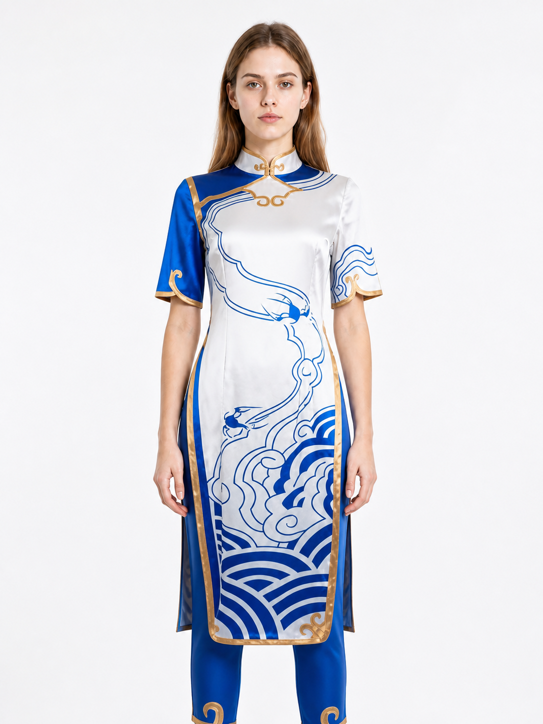 Chun-Li Cosplay Costume, Qipao with Pants Costumes detail 3