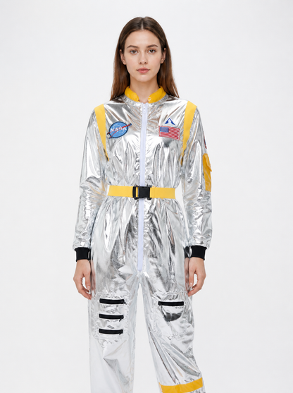 Silver Astronaut Jumpsuit with Patches product detail 3