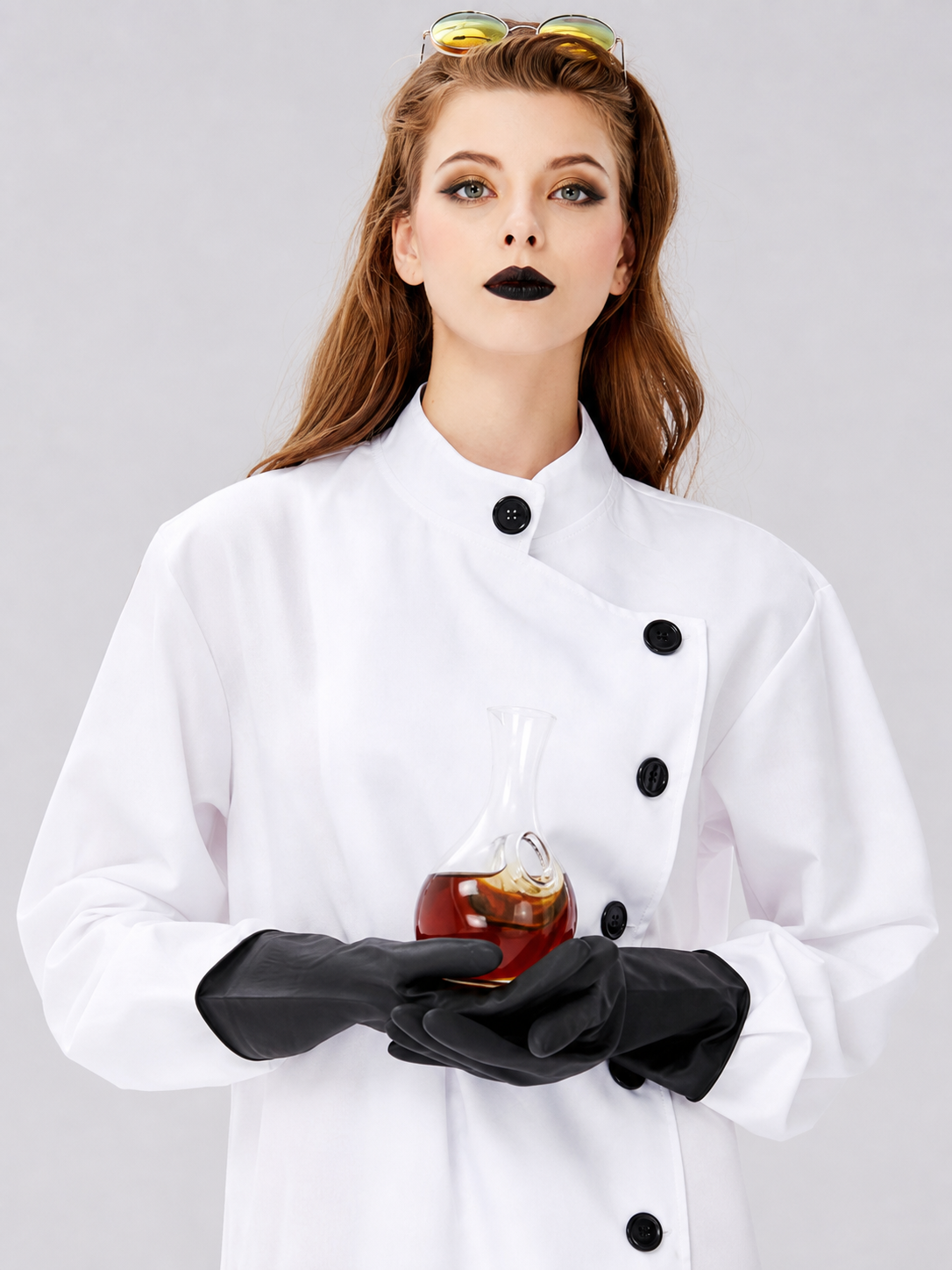 Scientist Costume: White Long Lab Coat with Collar