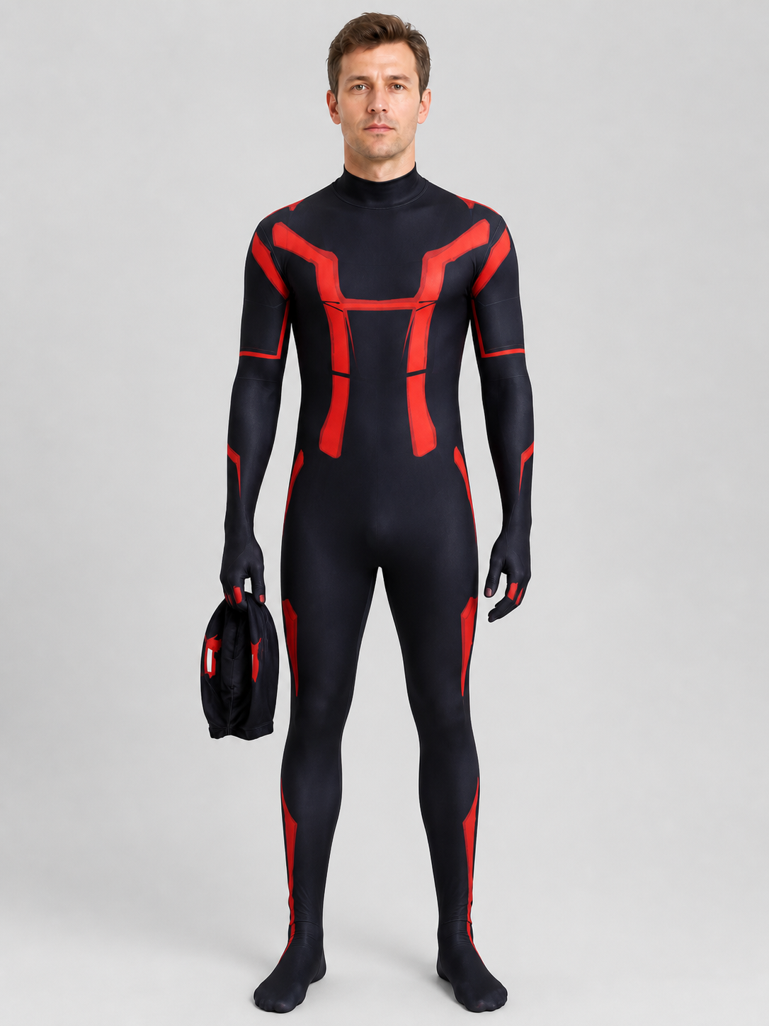 Tron 3 Cosplay Costume: Black and Red Jumpsuit Costumes detail 3