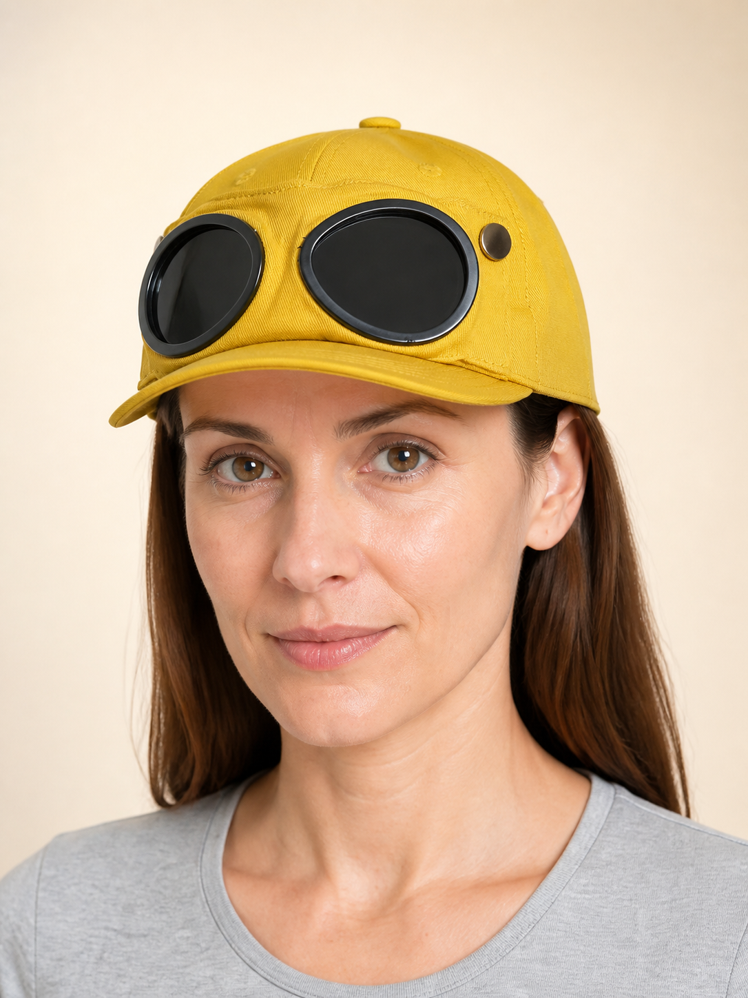 Carnival Hat with Aviator Glasses, Yellow Costume Headwear detail 2