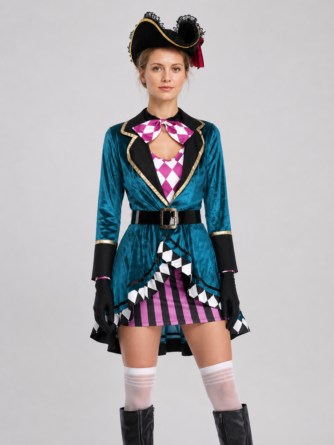 Halloween Pirate Costume with Skirt and Hat, S-XXL Costume Headwear detail 2