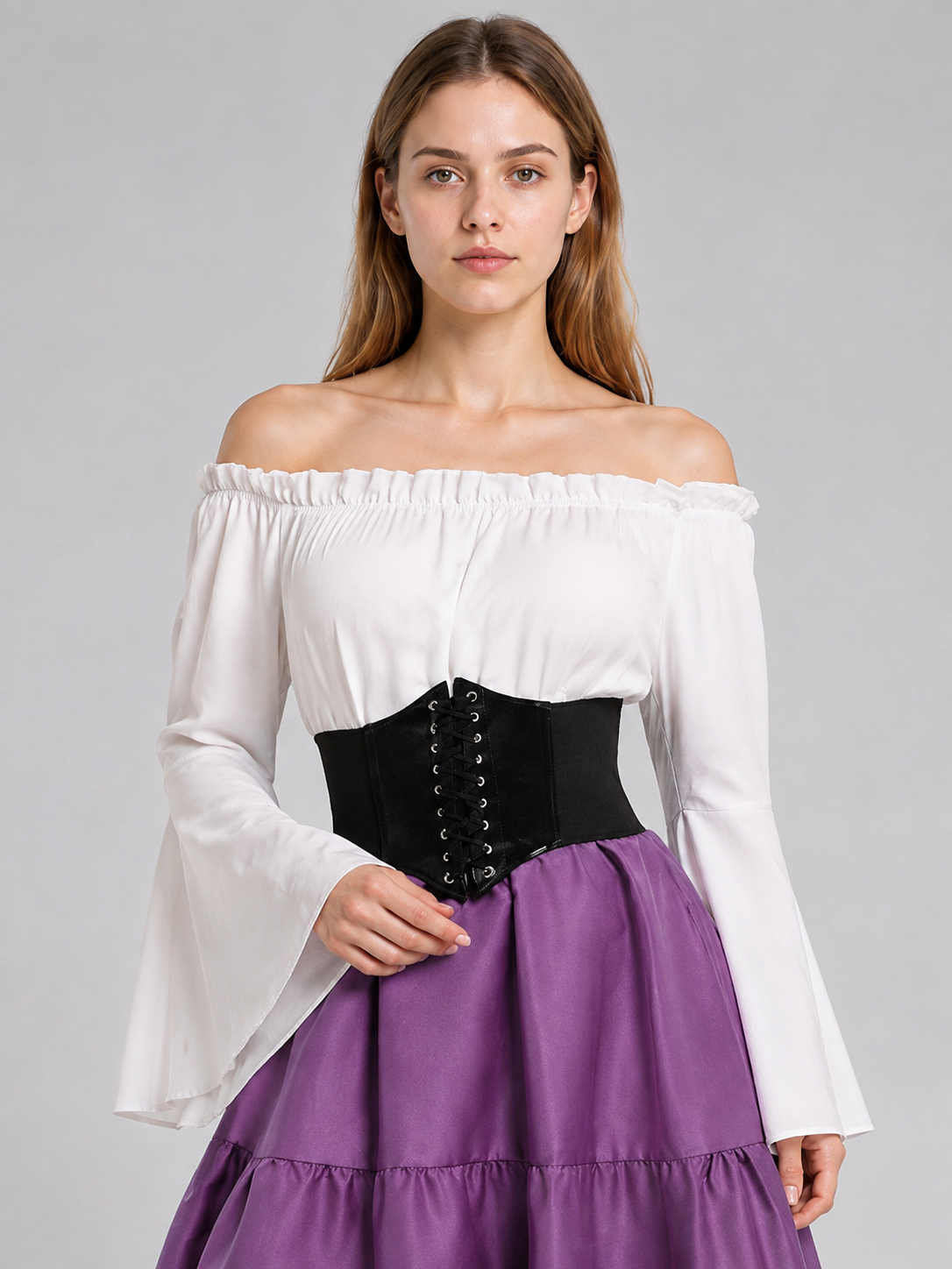 Dress with a Corset, Tiered Skirt, and Ruffles Costume Dresses detail 2