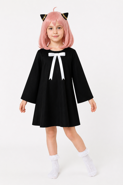 Anya Costume with Black Dress, Pink Wig, and Horns Costume Dresses detail 3