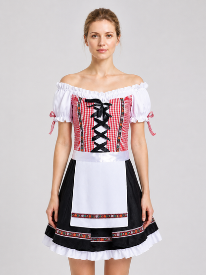 Ethnic-style dress with apron, full skirt, and ruffles Costume Dresses detail 3