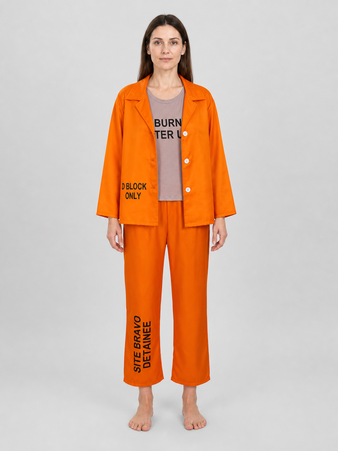 Prisoner Costume for Cosplay, 3-Piece Set, Orange