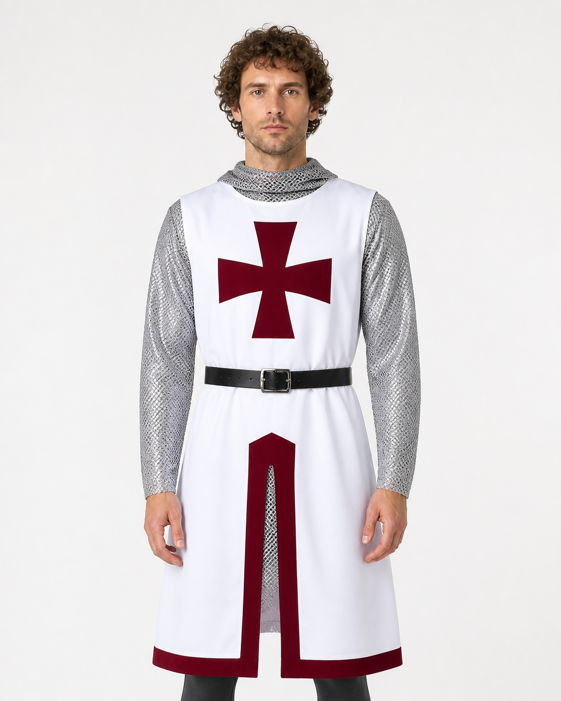 Templar Costume with Red Cross and Chainmail Costumes detail 3