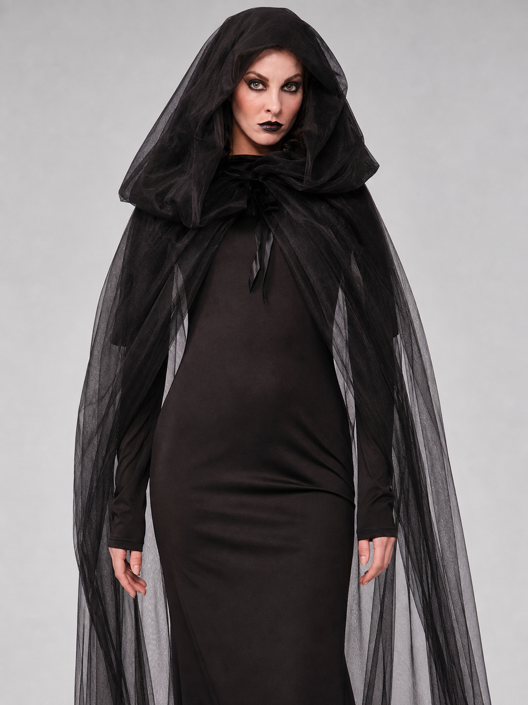 Carnival costume with hood, cloak, and gloves