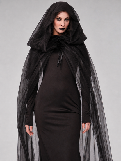 Carnival costume with hood, cloak, and gloves
