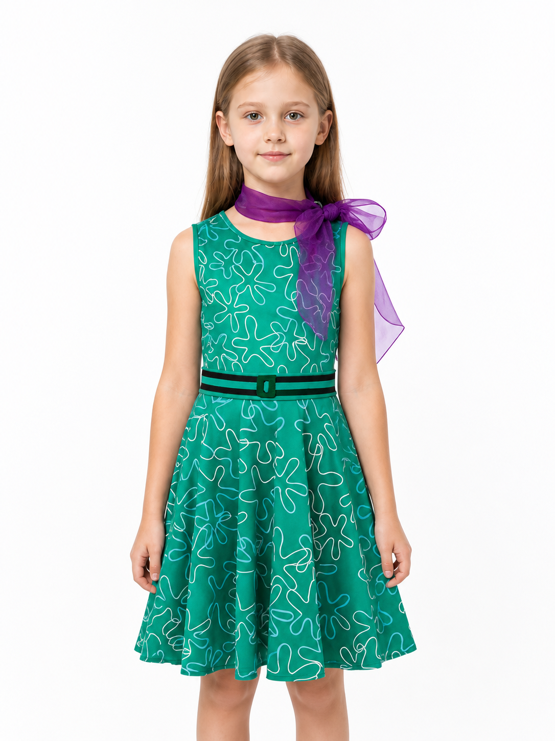 Inside Out 2 Cosplay Costume: Dress with Scarf for Children Costume Dresses detail 3