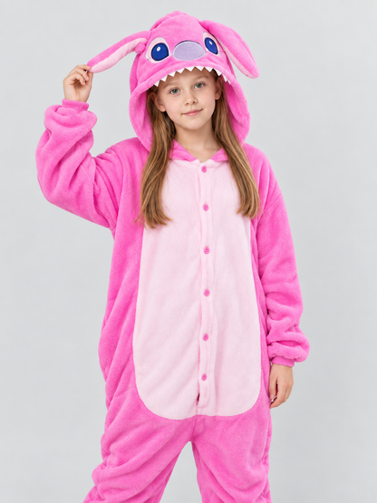 Pink Kigurumi Pajama with Voluminous Hood and Ears